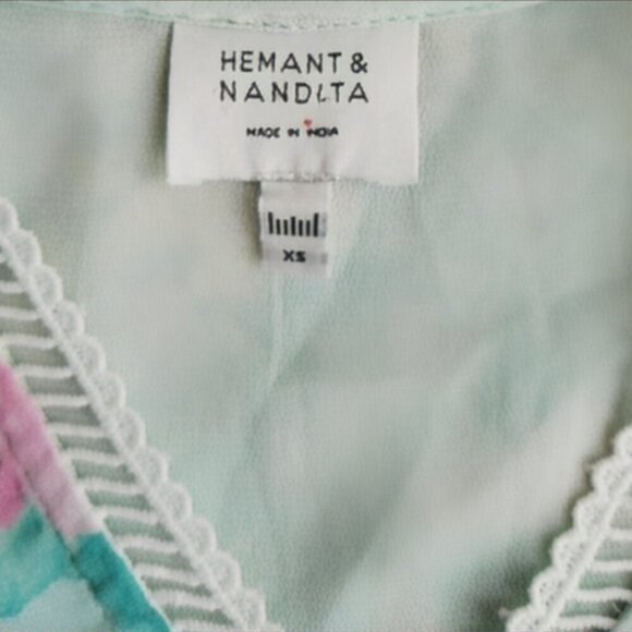 Anthropologie Hemant & Nandita Floral Georgette A-Line Minidress — XS - Picture 6 of 16